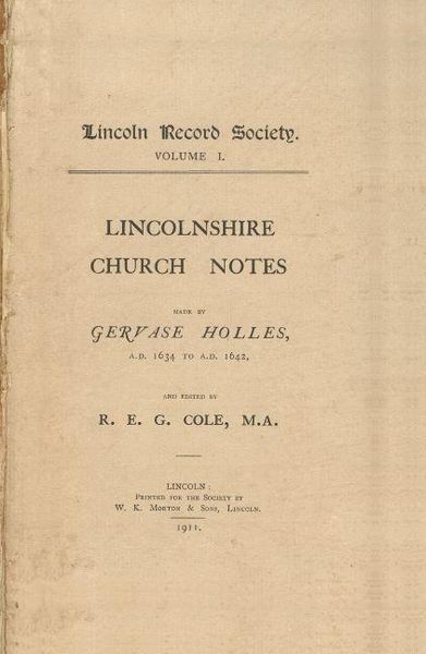 Produktbild: Lincolnshire Church Notes Made by Gervase Holles, AD 1634-1642