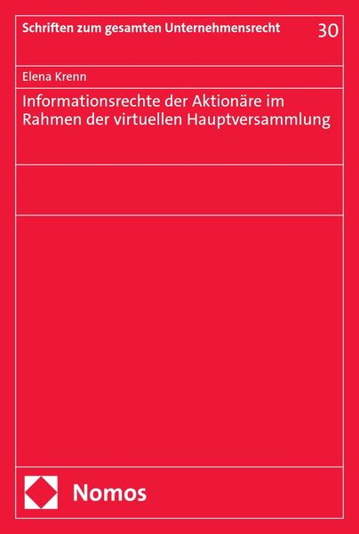 Produktbild: Informationsrechte der Aktion&auml;re im Rahmen der virtuellen Hauptversammlung