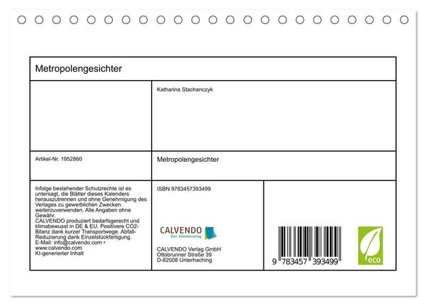 Produktbild: Metropolengesichter (Tischkalender 2026 DIN A5 quer), CALVENDO Monatskalender