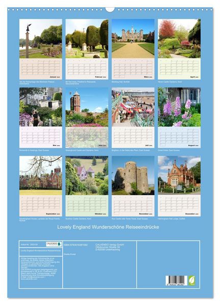 Produktbild: Lovely England Wundersch&ouml;ne Reiseeindr&uuml;cke (Wandkalender 2026 DIN A2 hoch), CALVENDO Monatskalender