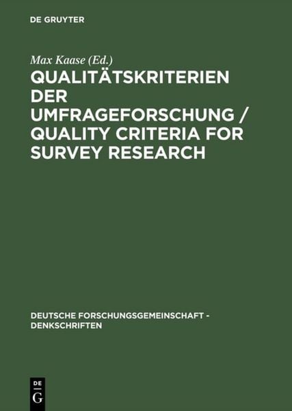 Produktbild: Qualit&auml;tskriterien der Umfrageforschung / Quality Criteria for Survey Research