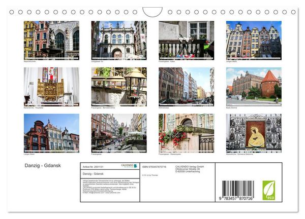 Produktbild: Danzig - Gdansk (Wandkalender 2026 DIN A4 quer), CALVENDO Monatskalender