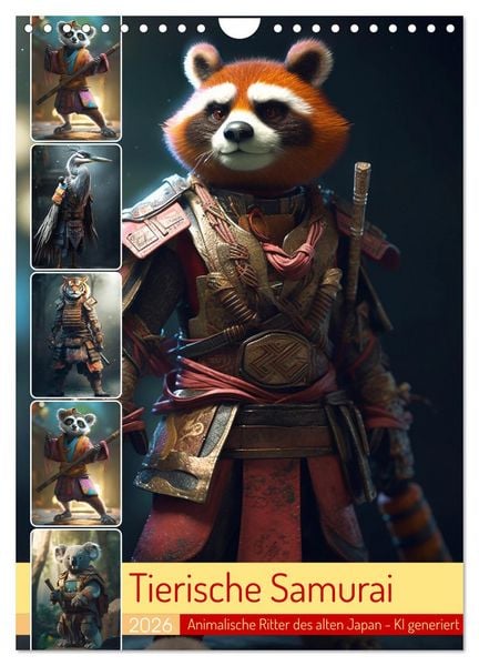 Produktbild: Tierische Samurai (Wandkalender 2026 DIN A4 hoch), CALVENDO Monatskalender