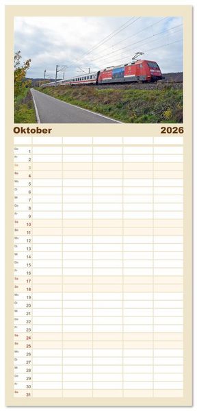Produktbild: Familienplaner 2026 - Die Baureihe 101 der Deutschen Bahn mit 5 Spalten (Wandkalender, 21 x 45 cm) CALVENDO
