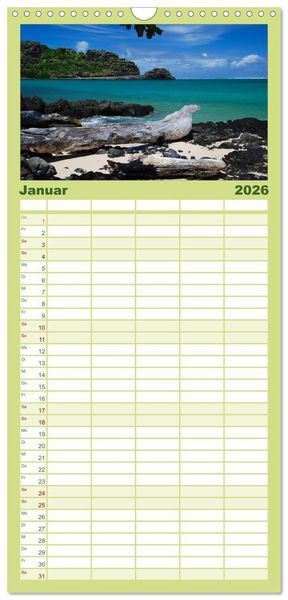 Produktbild: Familienplaner 2026 - Mauritius mit 5 Spalten (Wandkalender, 21 x 45 cm) CALVENDO