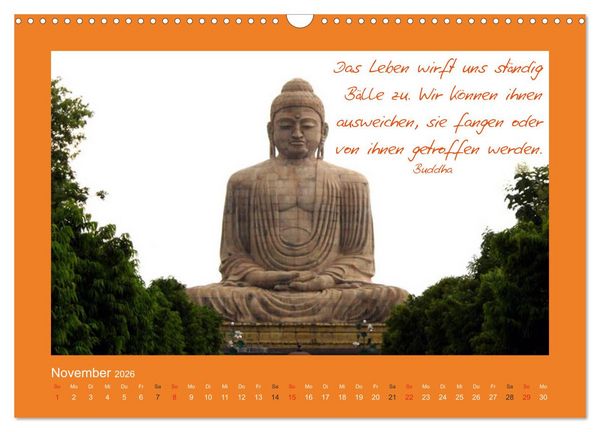 Produktbild: Buddha & Zitate (Wandkalender 2026 DIN A3 quer), CALVENDO Monatskalender