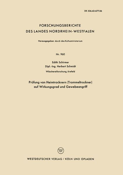 Produktbild: Pr&uuml;fung von Heimtrocknern (Trommeltrockner) auf Wirkungsgrad und Gewebeangriff