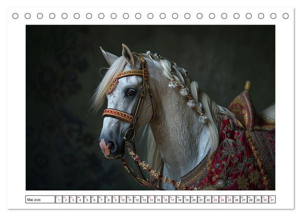 Produktbild: Bezaubernde Eleganz wei&szlig;er Pferde (Tischkalender 2026 DIN A5 quer), CALVENDO Monatskalender
