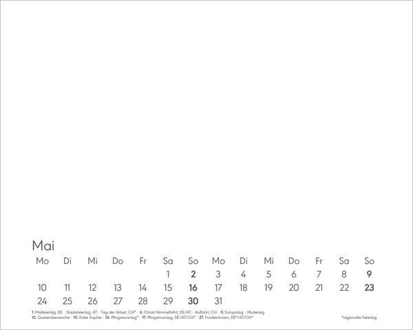 Produktbild: Kreativkalender Tischaufsteller quer schwarz 2027