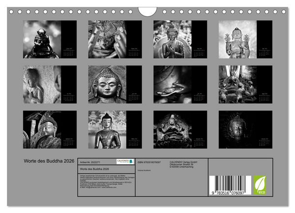 Produktbild: Worte des Buddha 2026 (Wandkalender 2026 DIN A4 quer), CALVENDO Monatskalender