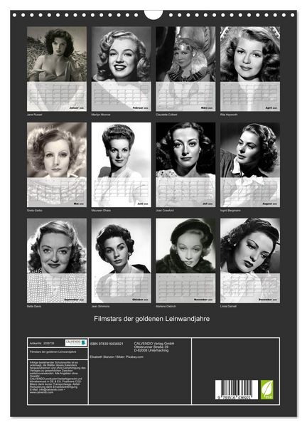 Produktbild: Filmstars der goldenen Leinwandjahre (Wandkalender 2026 DIN A3 hoch), CALVENDO Monatskalender