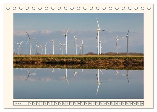 Produktbild: Windkraft in der Landschaft Ostfrieslands (Tischkalender 2026 DIN A5 quer), CALVENDO Monatskalender