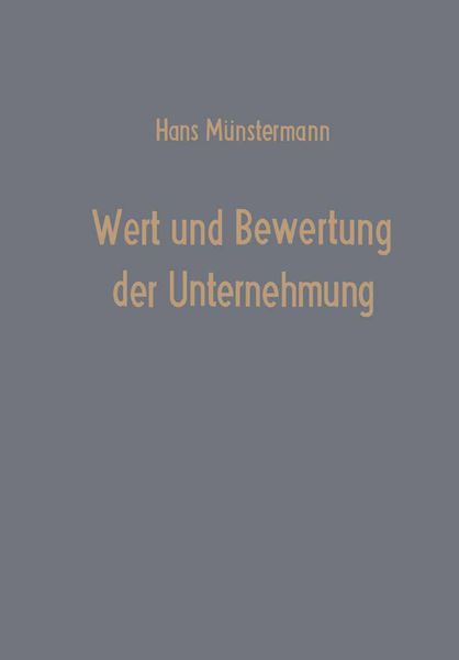 Produktbild: Wert und Bewertung der Unternehmung