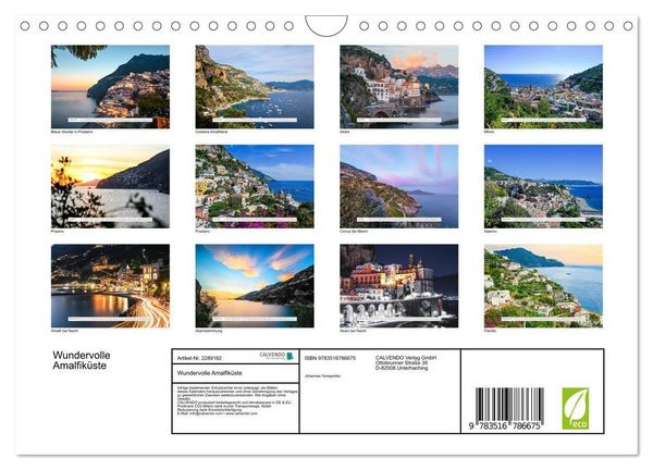 Produktbild: Wundervolle Amalfik&uuml;ste (Wandkalender 2027 DIN A4 quer), CALVENDO Monatskalender