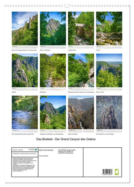 Produktbild: Das Bodetal - Der Grand Canyon des Ostens (Wandkalender 2026 DIN A2 hoch), CALVENDO Monatskalender
