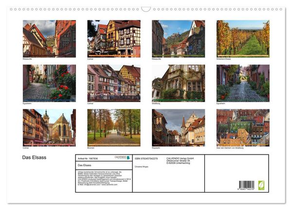 Produktbild: Das Elsass (Wandkalender 2026 DIN A2 quer), CALVENDO Monatskalender