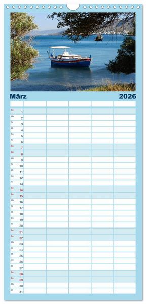 Produktbild: Familienplaner 2026 - Griechenland - Insel Kreta mit 5 Spalten (Wandkalender, 21 x 45 cm) CALVENDO