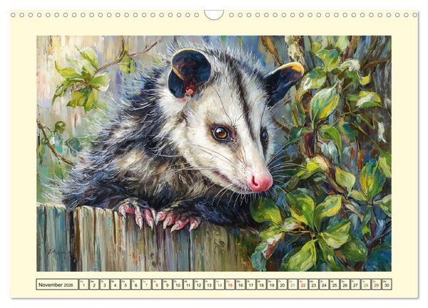 Produktbild: Opossums. Faszinierende Beutelratten in &Ouml;loptik (Wandkalender 2026 DIN A3 quer), CALVENDO Monatskalender