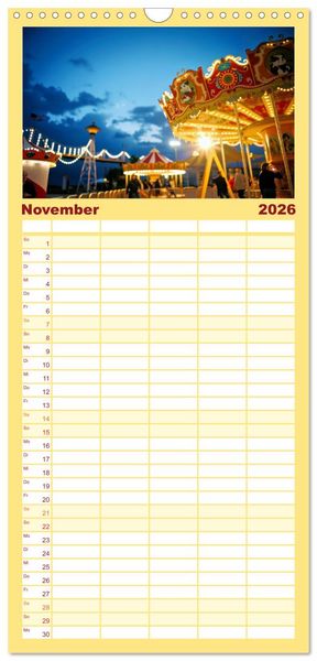 Produktbild: Familienplaner 2026 - Riesenr&auml;der und Kirmes mit 5 Spalten (Wandkalender, 21 x 45 cm) CALVENDO