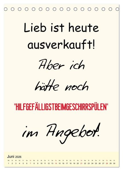 Produktbild: Spr&uuml;che-Kalender. Lustiges f&uuml;r die Familie! (Tischkalender 2026 DIN A5 hoch), CALVENDO Monatskalender