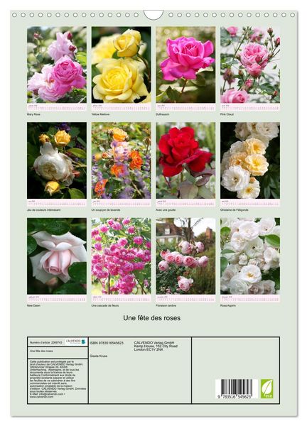Produktbild: Une f&ecirc;te des roses (Calendrier mural 2026 DIN A3 horizontal), CALVENDO calendrier mensuel