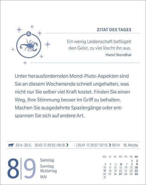 Produktbild: Skorpion Sternzeichenkalender 2027 - Tagesabrei&szlig;kalender - Ihr Horoskop f&uuml;r jeden Tag
