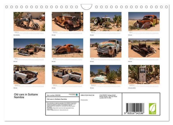 Produktbild: Old cars in Solitaire Namibia (Wall Calendar 2026 DIN A4 landscape), CALVENDO 12 Month Wall Calendar
