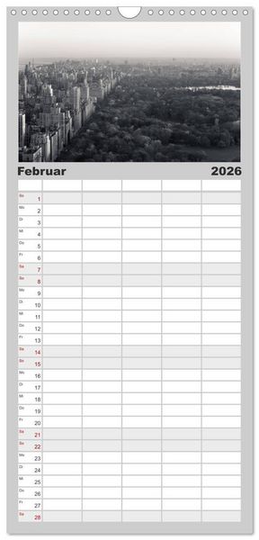 Produktbild: Familienplaner 2026 - New York in schwarz weiss mit 5 Spalten (Wandkalender, 21 x 45 cm) CALVENDO