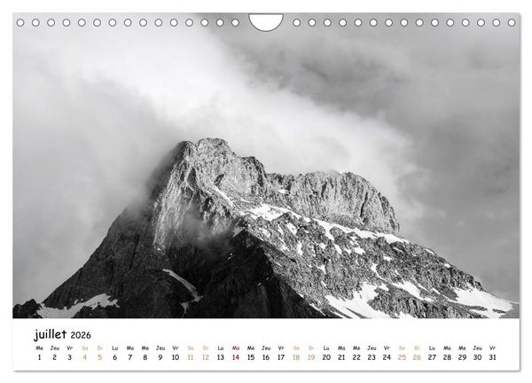Produktbild: Terres de contraste &ndash; Une ann&eacute;e en monochrome (Calendrier mural 2026 DIN A4 vertical), CALVENDO calendrier mensuel