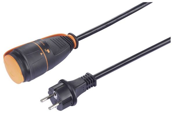 Produktbild: Sygonix SY-6746418 Strom Verl&auml;ngerungskabel Schwarz, Orange 5 m H07BQ-F 3G 1,5 mm&sup2; Spiralkabel, verriegelbar, witterungsbest&auml;ndig