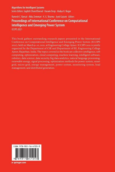 Produktbild: Proceedings of International Conference on Computational Intelligence and Emerging Power System