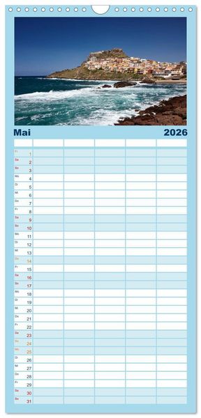 Produktbild: Familienplaner 2026 - Sardinien - Der Norden mit 5 Spalten (Wandkalender, 21 x 45 cm) CALVENDO