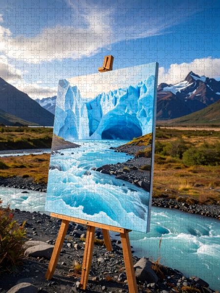 Produktbild: CALVENDO Puzzle Gletscherfantasie - Staffelei am eisigen Fluss | 1000 Teile Lege-Gr&ouml;&szlig;e 64x48cm Foto-Puzzle f&uuml;r gl&uuml;ckliche Stunden