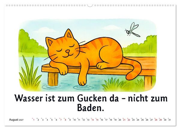 Produktbild: Freche Katzen - Humorvolle Spr&uuml;che und charmante Comics (hochwertiger Premium Wandkalender 2027 DIN A2 quer), Kunstdruck in Hochglanz
