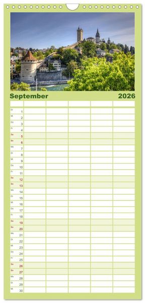Produktbild: Familienplaner 2026 - Luzern an der Reuss mit 5 Spalten (Wandkalender, 21 x 45 cm) CALVENDO