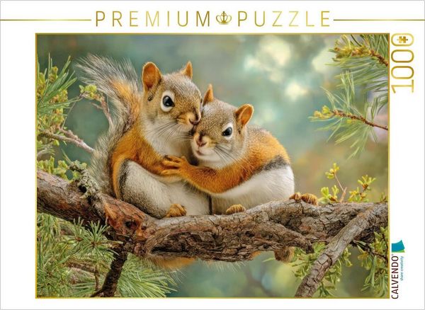 CALVENDO Puzzle Eichhörnchenliebe | 1000 Teile Lege-Größe 64x48cm Foto-Puzzle für glückliche Stunden