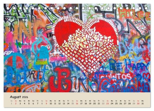 Produktbild: PRAG&hellip; wo der Frieden seine Mauer hat (Tischkalender 2026 DIN A5 quer), CALVENDO Monatskalender