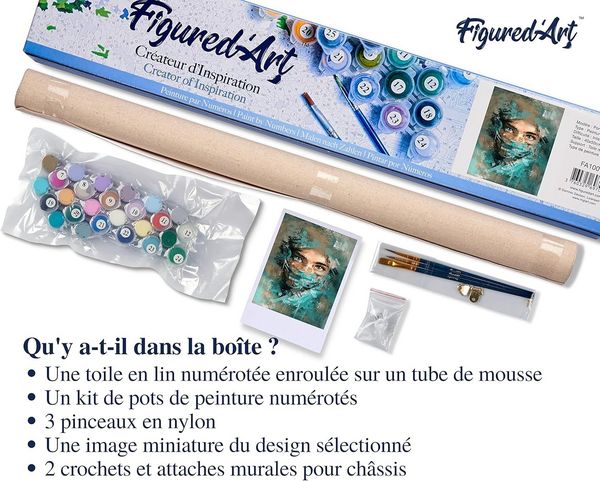 Produktbild: FiguredArt PN5816 - Malen nach Zahlen, Fesselnder Blick, Leinwand 40x50cm ohne Rahmen, Malset, Paint by Numbers