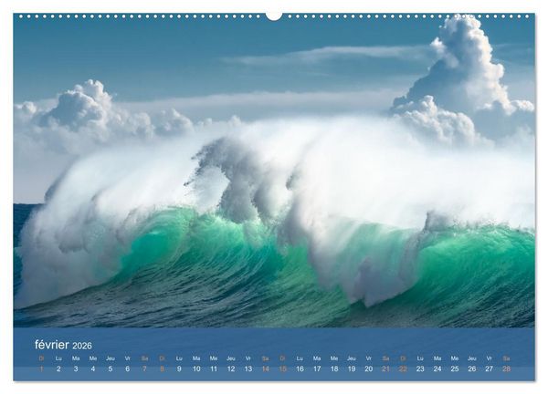 Produktbild: Temp&ecirc;tes c&ocirc;ti&egrave;res - La puissance brute des vagues (Calendrier mural 2026 DIN A2 vertical), CALVENDO calendrier mensuel