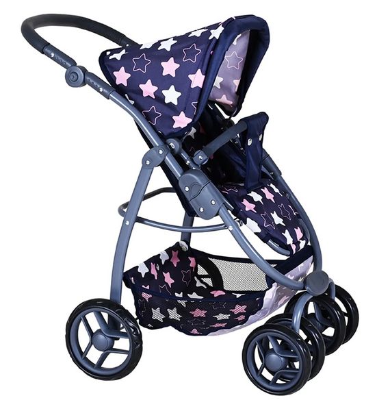 Produktbild: Knorrtoys 90743 - Kombi-Puppenwagen Coco Star Blue Pink, mit Zubeh&ouml;r, umbaubar, Schieberh&ouml;he: 45-80cm
