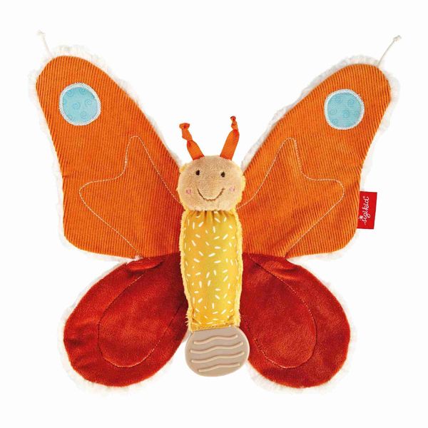sigikid 43333 - Aktiv Schmetterling orange Yellow, Materialmix, 28 cm, Babyspielzeug