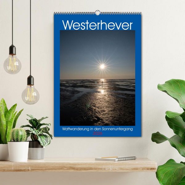 Produktbild: Westerhever - Wattwanderung in den Sonnenuntergang (Wandkalender 2026 DIN A2 hoch), CALVENDO Monatskalender