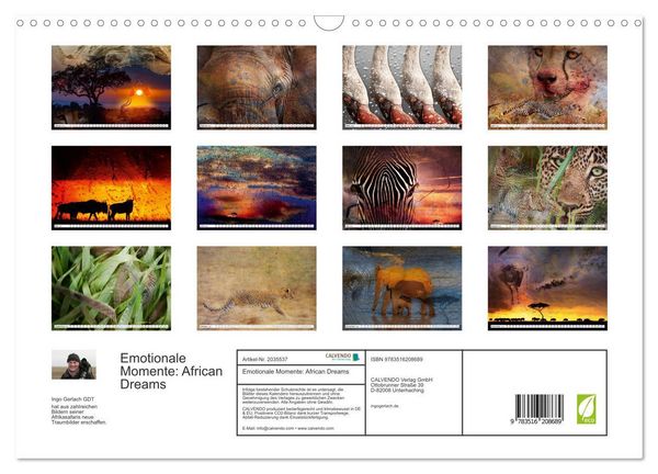 Produktbild: Emotionale Momente: African Dreams (Wandkalender 2026 DIN A3 quer), CALVENDO Monatskalender