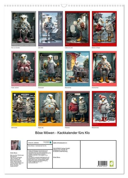 Produktbild: B&ouml;se M&ouml;wen - Kackkalender f&uuml;rs Klo (Wandkalender 2027 DIN A2 hoch), CALVENDO Monatskalender