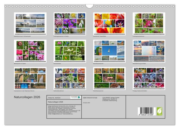 Produktbild: Naturcollagen 2026 (Wandkalender 2026 DIN A3 quer), CALVENDO Monatskalender