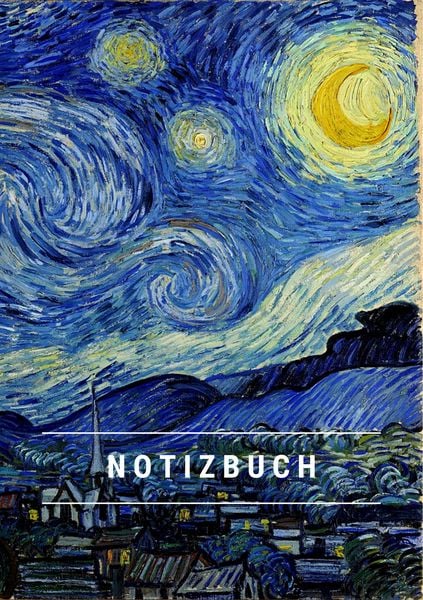 Produktbild: Notizbuch klein A5 Blanko - Notizheft 44 Seiten 90g/m&sup2; - Softcover Vincent van Gogh "Sternennacht"- Papier