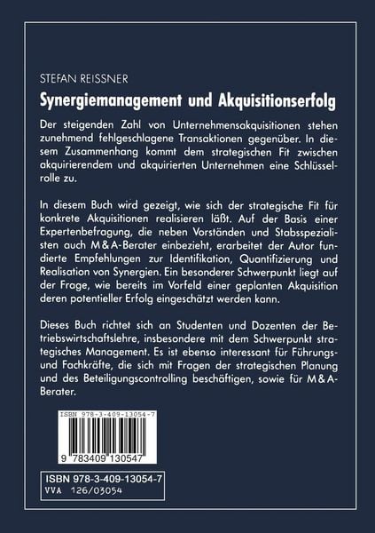 Produktbild: Synergiemanagement und Akquisitionserfolg