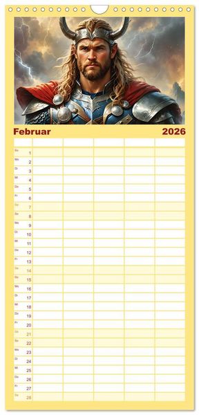 Produktbild: Familienplaner 2026 - Unsterbliche Mythen des Nordens mit 5 Spalten (Wandkalender, 21 x 45 cm) CALVENDO