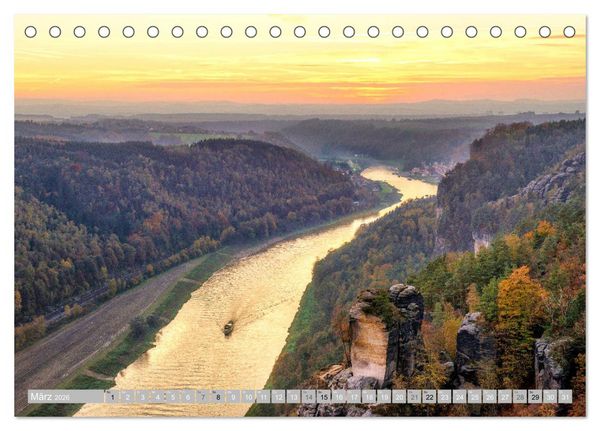 Produktbild: S&Auml;CHSISCHE SCHWEIZ - M&auml;rchenland an der Elbe (Tischkalender 2026 DIN A5 quer), CALVENDO Monatskalender