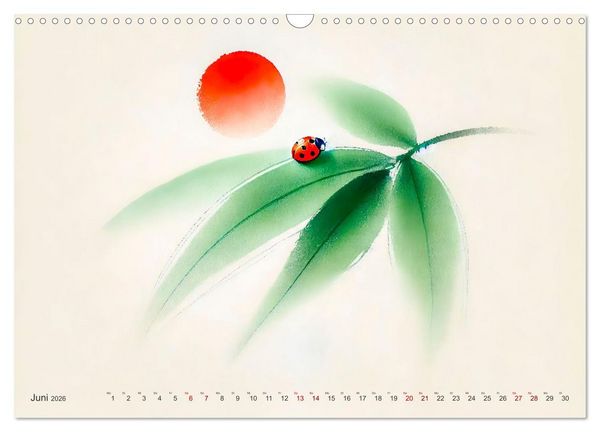 Produktbild: Zen der Natur - Pflanzen und Insekten im Stile der Tuschmalerei (Wandkalender 2026 DIN A3 quer), CALVENDO Monatskalender